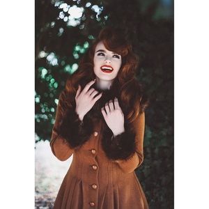 Collectif brown pearl coat small UK 10